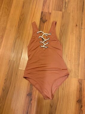 H&M Rust Lace-Up One-Piece Swimsuit - Terracotta
